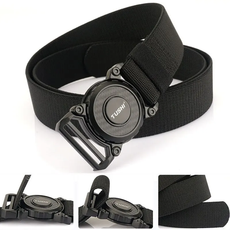 2023 Rotary Metal Pluggable Buckle Belts For Men Wear-resistant Nylon Tactical Belt Multifunctional Outdoor Work Belt Hunting