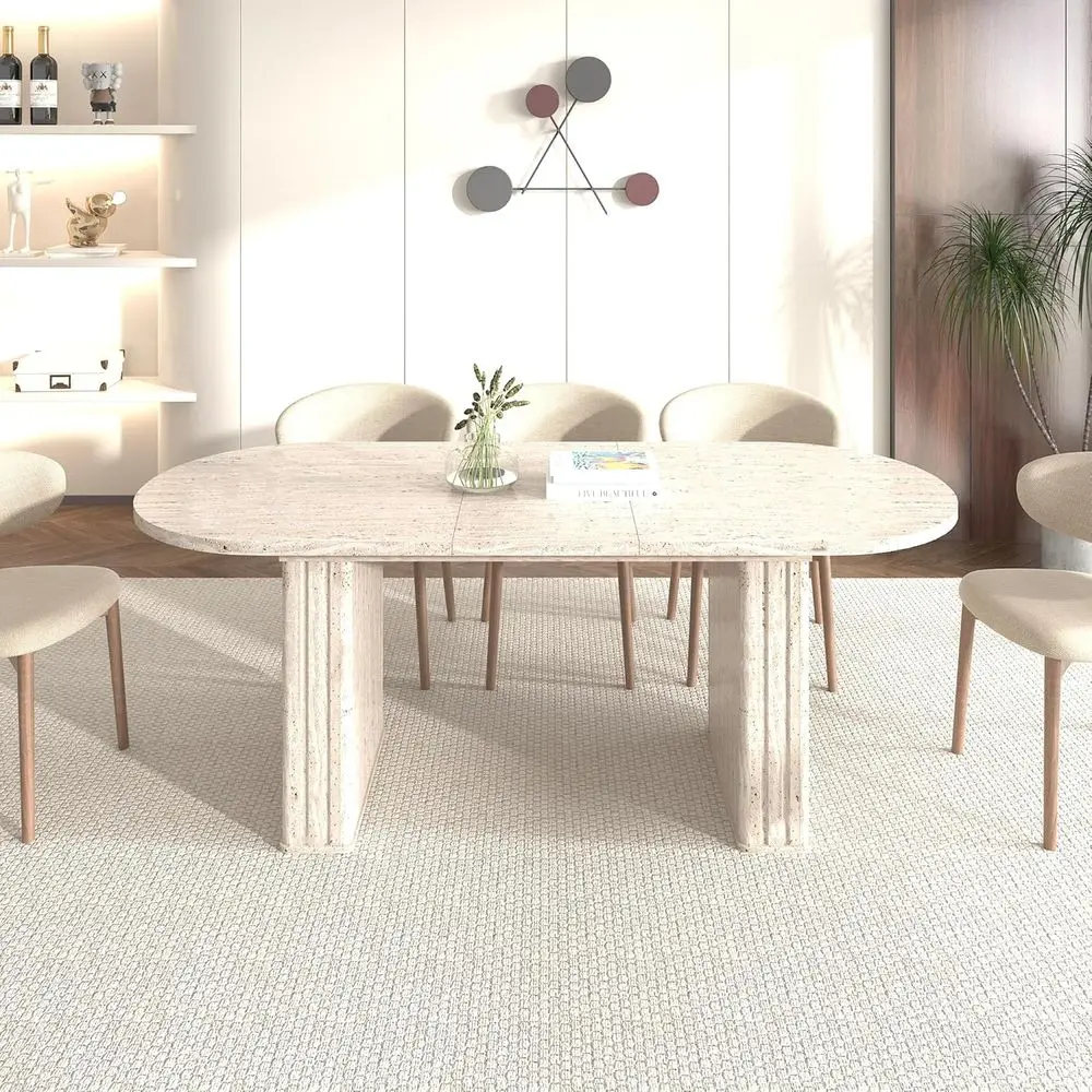 

Elegant Expandable Oval Dining Table, Seats 6-10, Wooden Kitchen Table for Home Office Conference