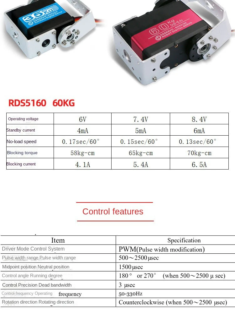 RDS3115 RDS3120 Roboter Servo 15KG/20Kg/25Kg/30Kg/60Kg Dual Achse Welle servo Metall Getriebe Digital Servo Für Arduino Roboter Diy Servo – Detail 7