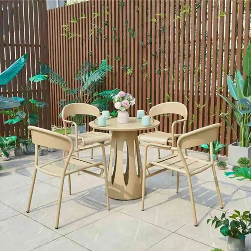 for Outdoor Aluminum Alloy Tables and Chairs Garden Balcony Restaurant Cafe Milk Tea Shop Rest Area Leisure Sun Protection