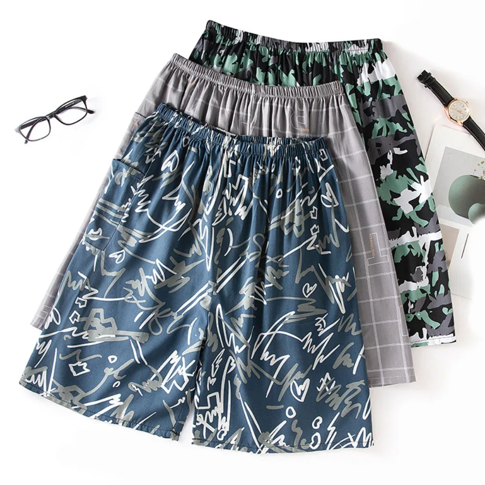 Summer Pajamas Mens Cotton And Silk Pajae Shorts Plus Size Beach Pants Loose Home Shorts Underwear Sleep Bottoms Daily Knickers