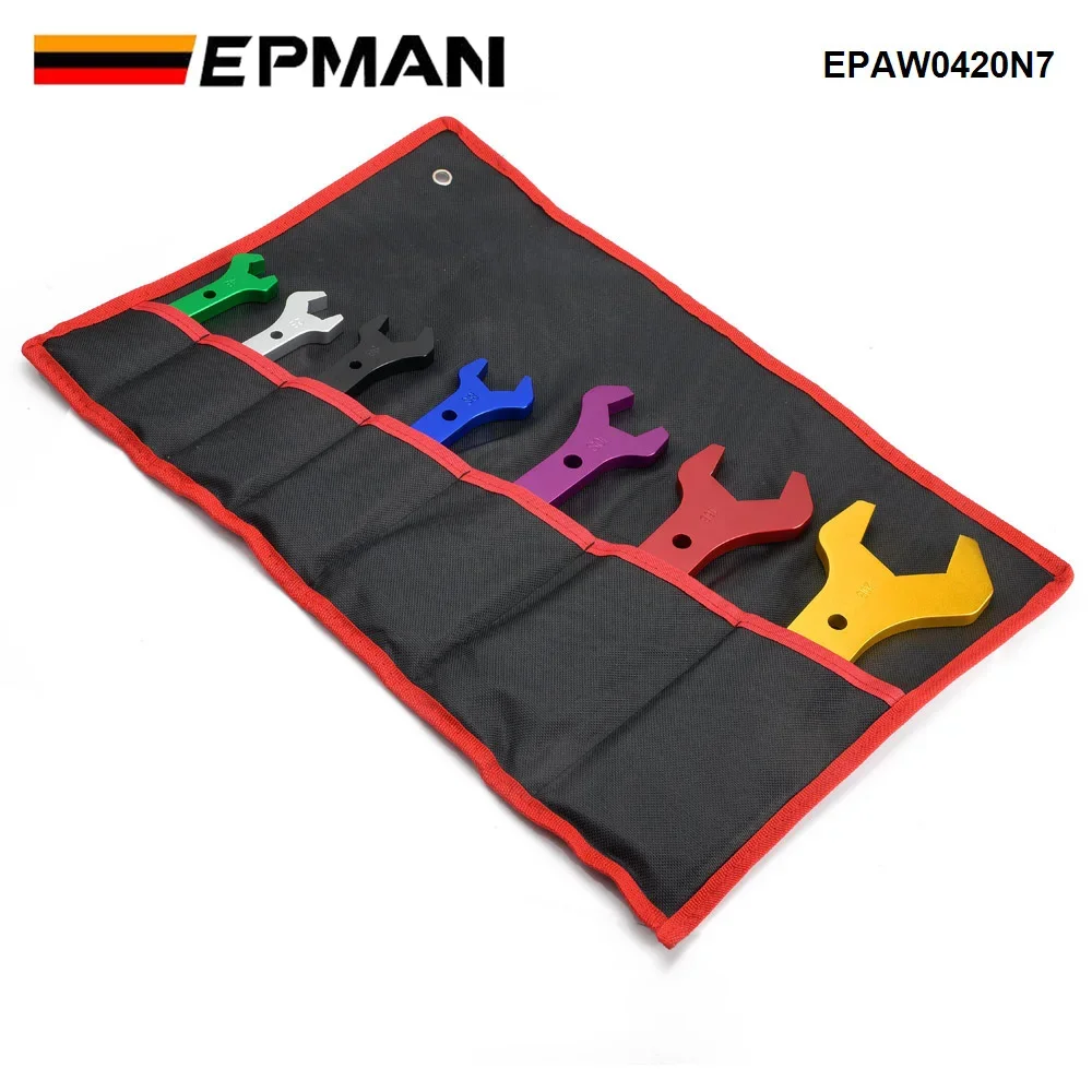 EPMAN Universal 7 Pcs Billet Aluminum Double Ended AN Fitting Socket Wrench Spanner Tool Kit  Wrench Set AN3-AN20 EPAW0420N7