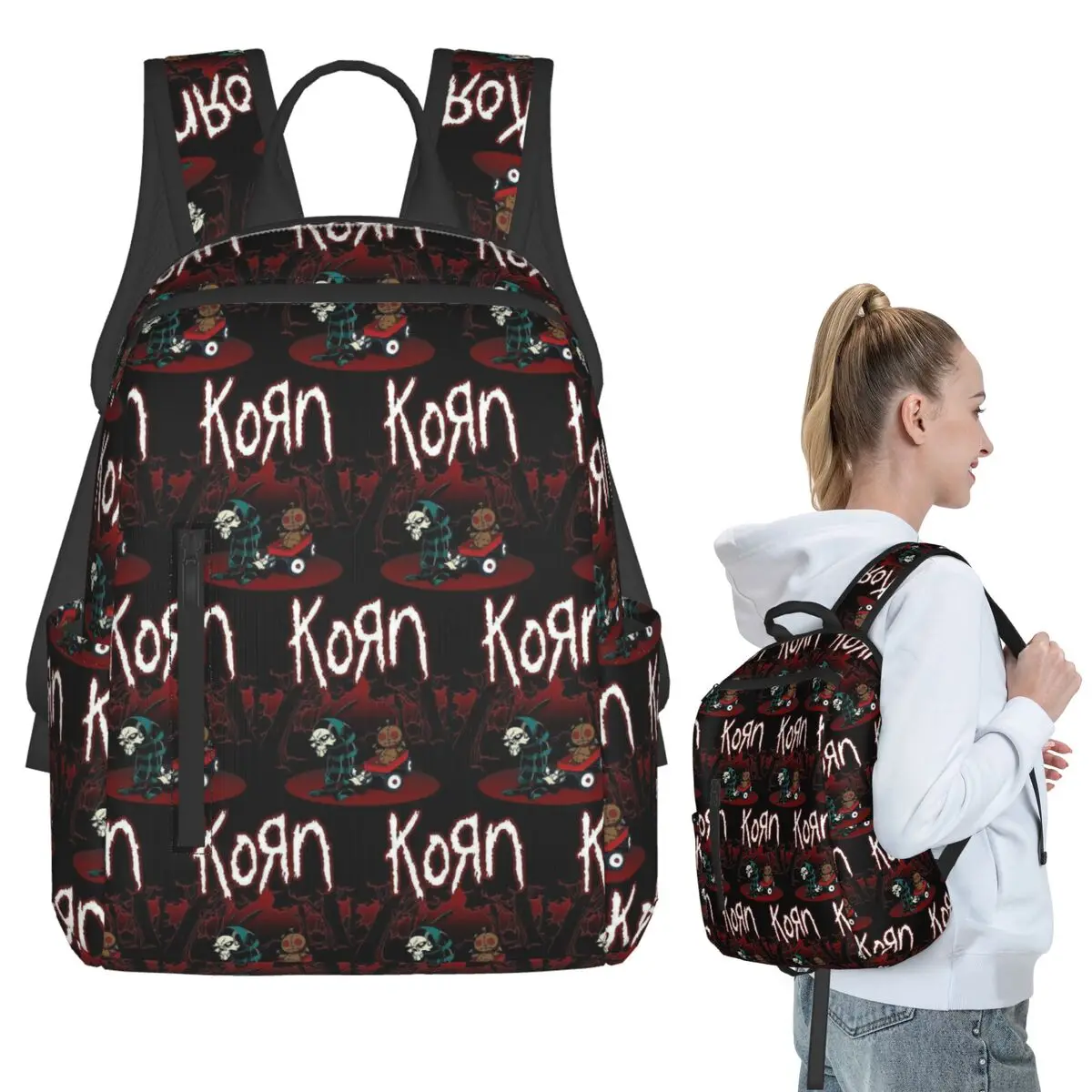 Korn Heavy Metal Band Album Tour 2024 Backpack Student BookBag Children School Bag Laptop Shoulder Bags Boys Girls
