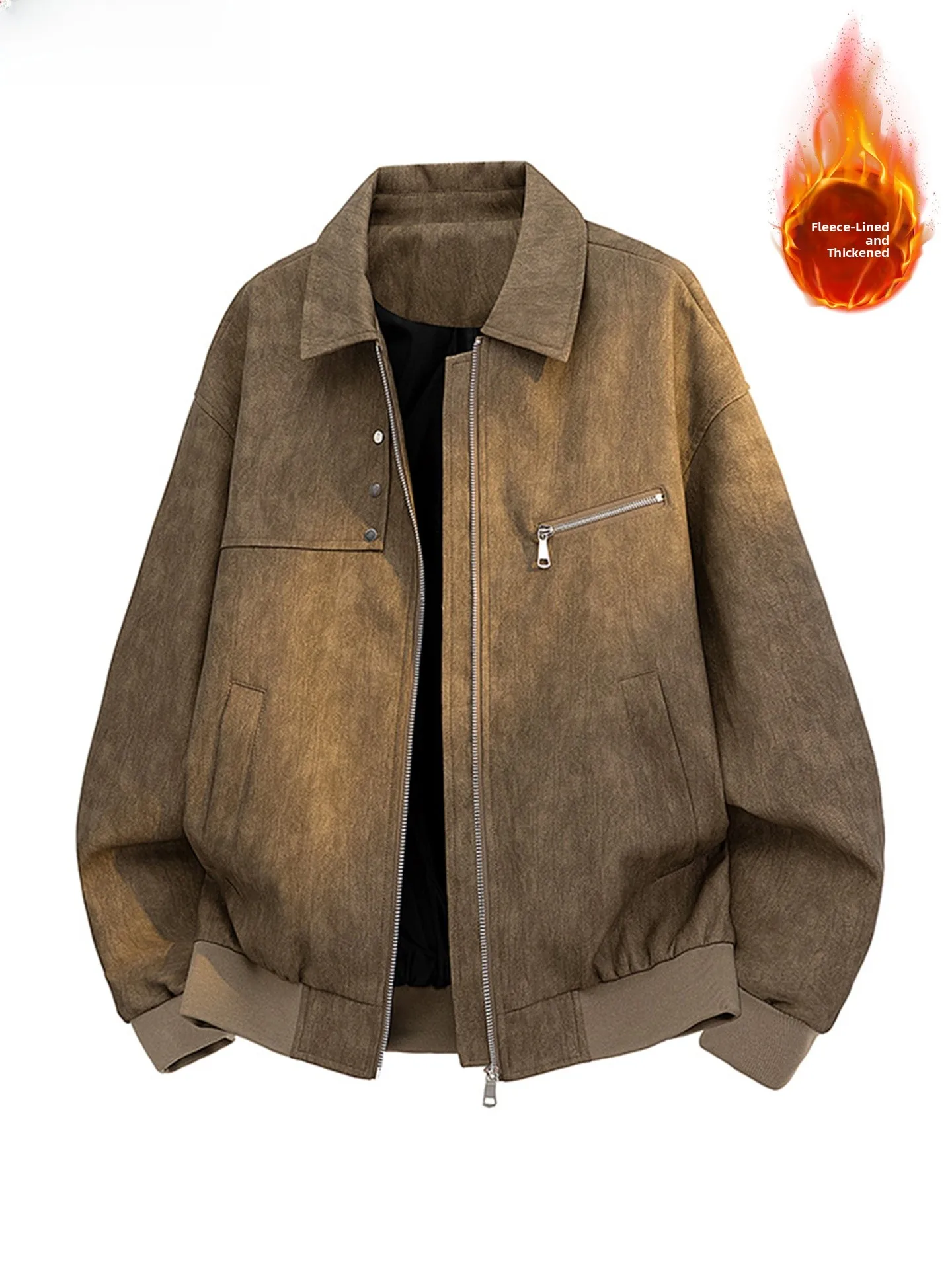 

Wassup Vals American Sle Свободный крой Мужская куртка из искусственной кожи Повседневная универсальная модная верхняя одежда на подкладке