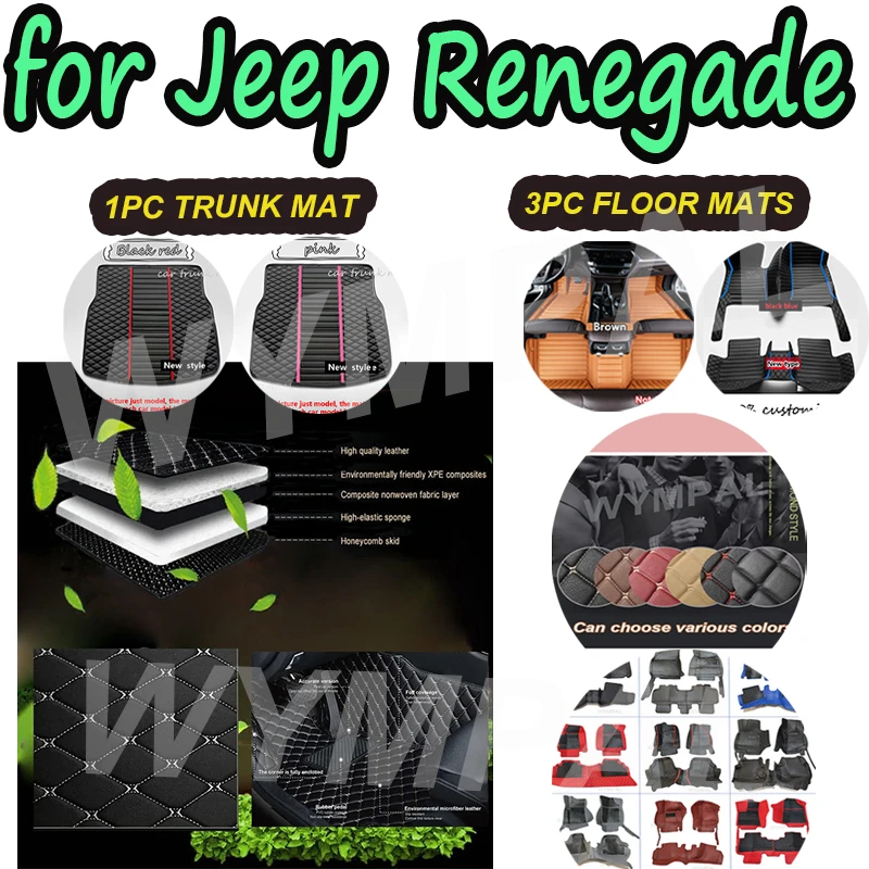 

LUXURY Car Floor Mats For Jeep Renegade 2022 2021 2020 2019 2018 2017 2016 Interior Accessories Protector Custom Carpets