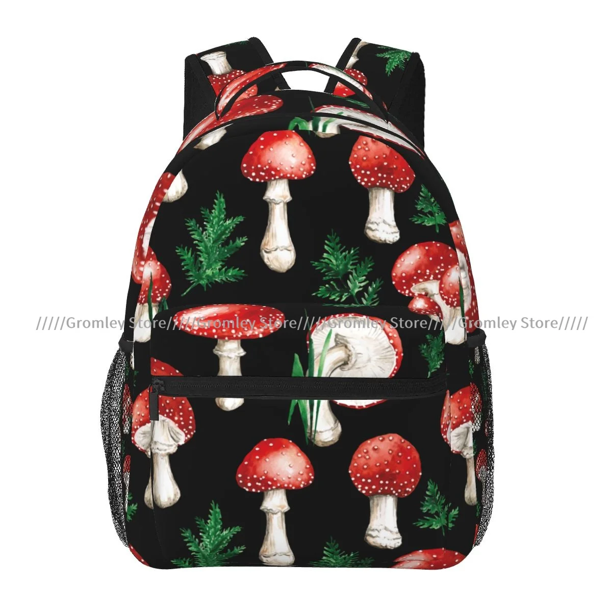 

Men Woman Backpack Watercolor Red Mushroom Schoolbag Student Bookpack