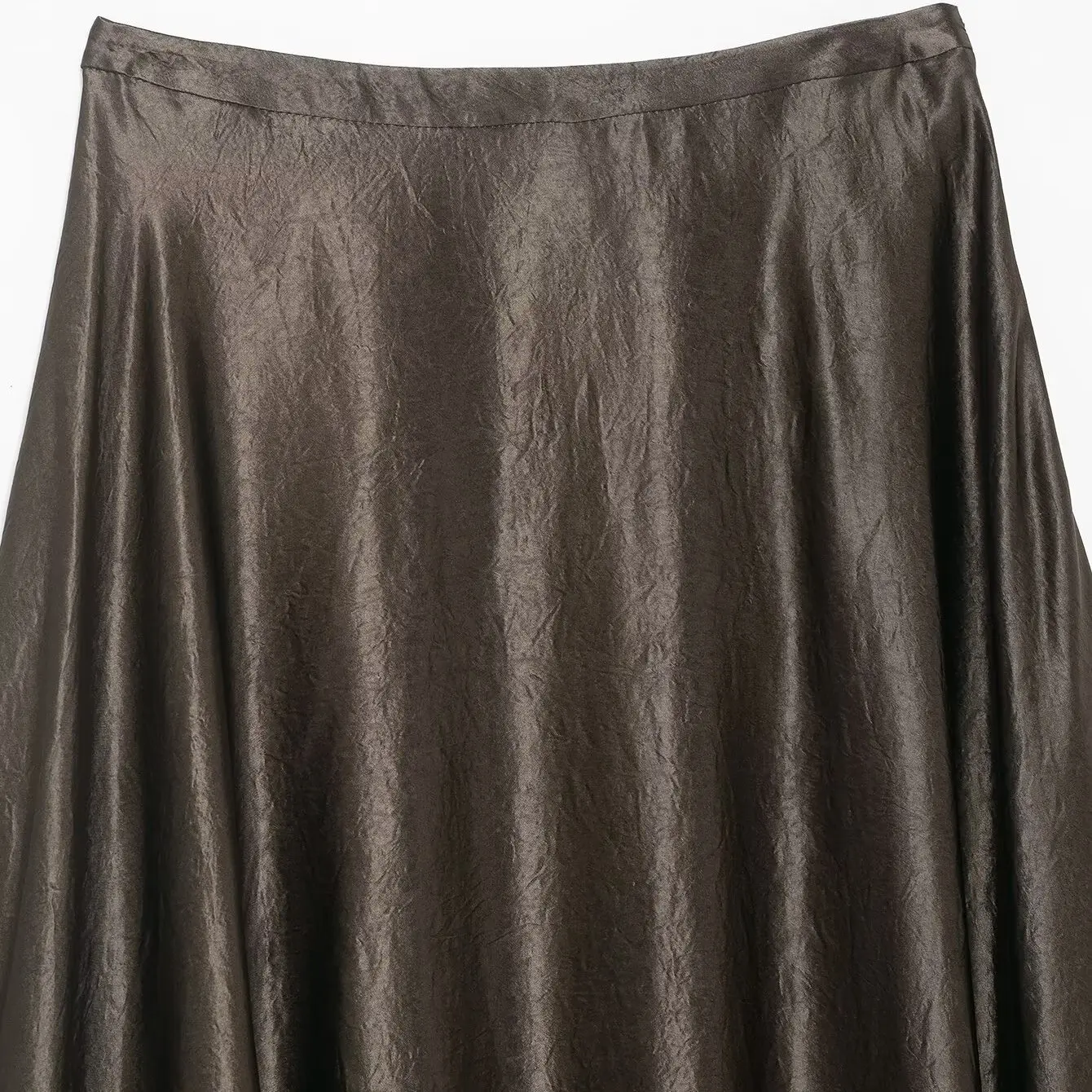 JNLEAOG Fashionable Silk Satin Midi Skirt Women's Autumn New Style Versatile Quality Asymmetrical Standard Fit Casual Skirt