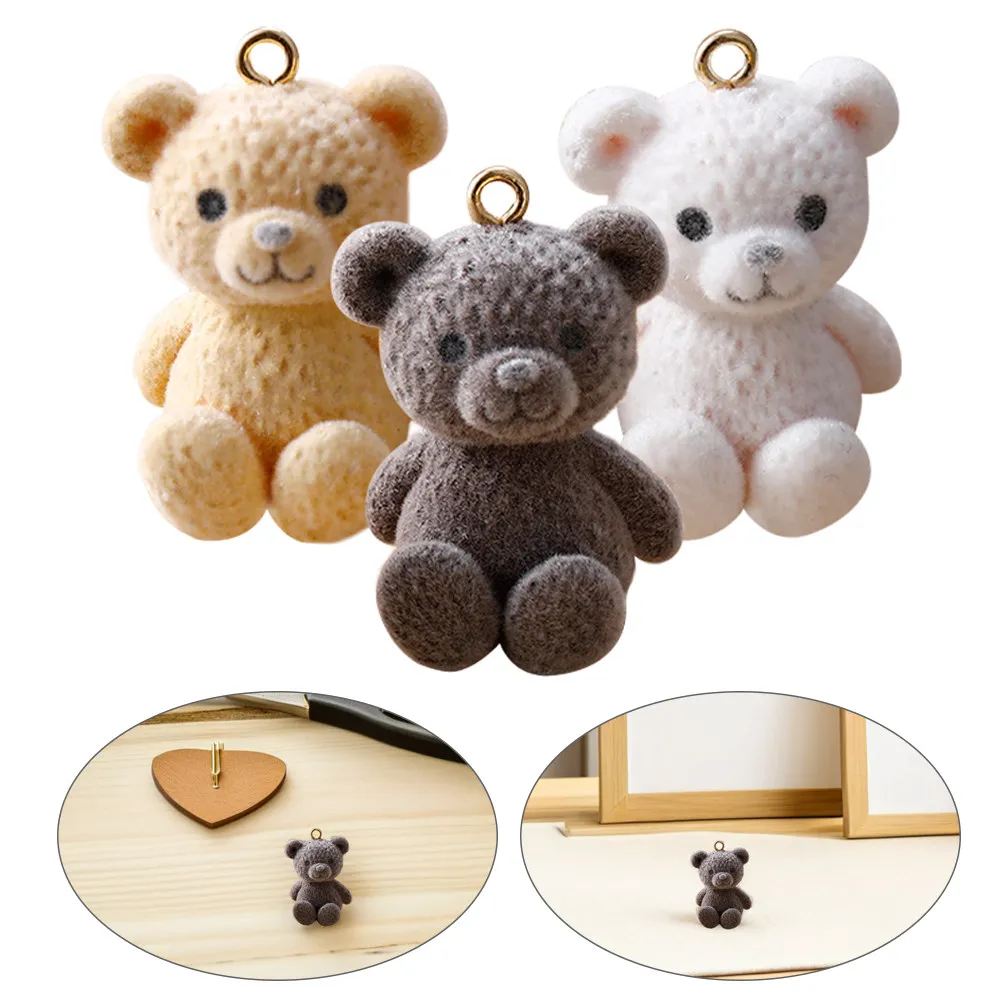 

3Pcs Cute Bear Pendants Smooth Lightweight Charms for DIY Necklaces Earrings Bracelets Keychains Crafting Decorations