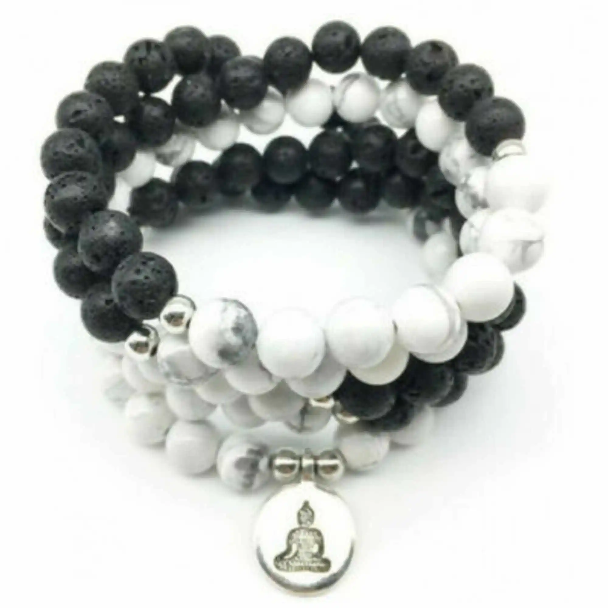 

6mm Lava Rock Bracelet 108 Beads Buddha Pendant Healing Handmade Charm Men's Beaded Link Stackable Teens Mala Prayer