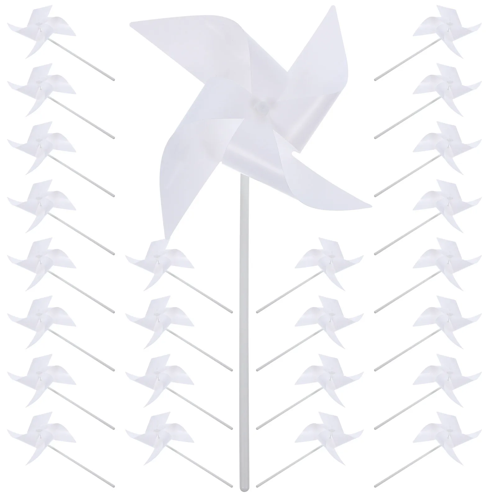

24Pcs White Pinwheels DIY Blank Plastic Windmills for Kids Creative Drawing Classroom Craft Outdoor Decorations