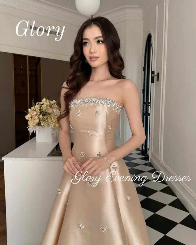 

Вечерние платья без бретелек с кристаллами и блестками, платье для выпускного вечера в Саудовской Аравии, женское свадебное платье трапециевидной формы из тюля с бусинами по индивидуальному заказу