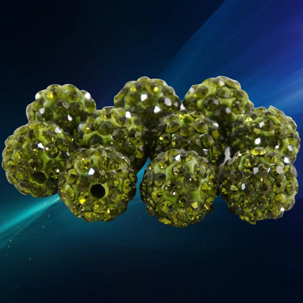 

20Pcs 8mm Round Drilling Balls Rhinestone Beads for Shamballa Bracelets Necklaces DIY Jewelry Projects Army Green