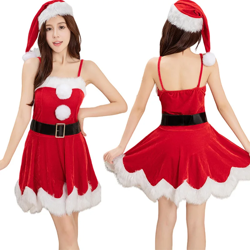 2024 New Arrive Christmas Theme Party Warm Velvet Mini Bunny Santa Claus Cosplay Costume Xmas Snowman Green Elf Fancy Dress