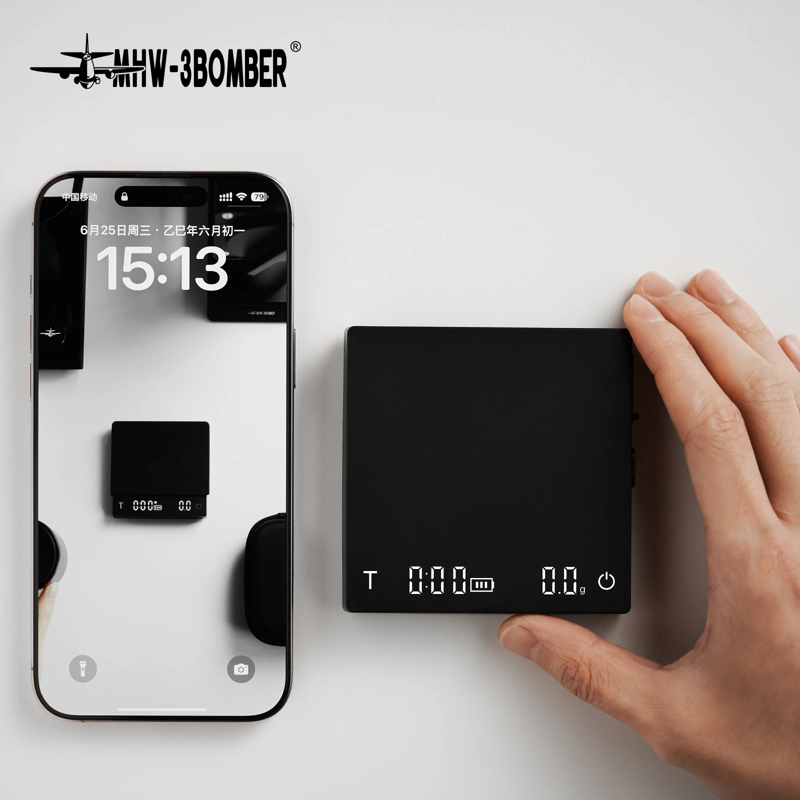 MHW-3BOMBER Mini Coffee Scale with Auto Timing 2kg/0.1g Kitchen Scale for Espresso and Pour-Over Coffee with Brewing Assist Mode