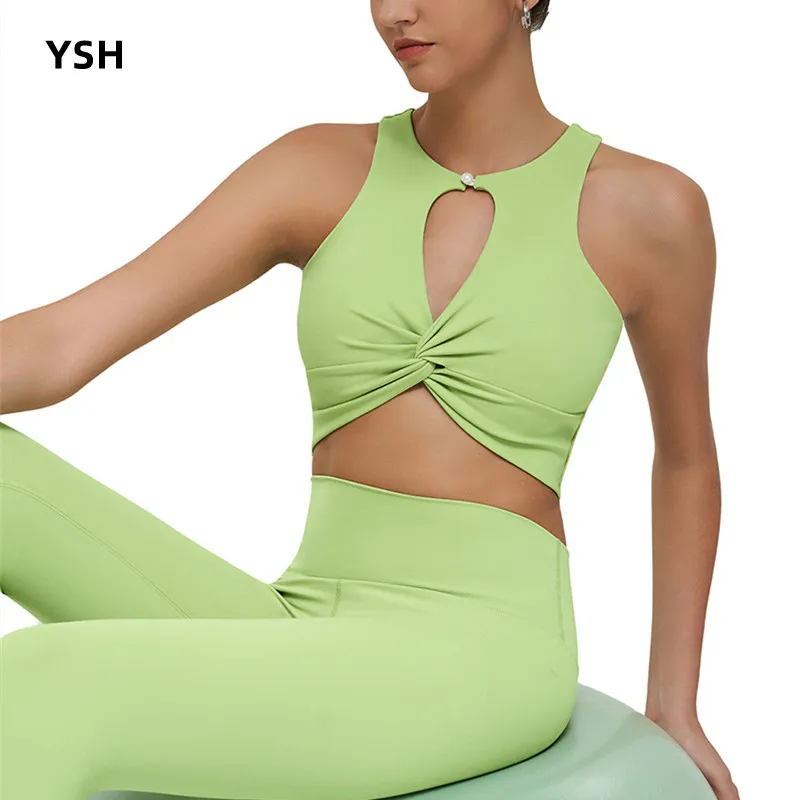 YUSHUHUA Hollow Neck Kink Sports Bra Women Gym Fitness Top Shockproof Breathable Yoga Bra Workout Training Underwear