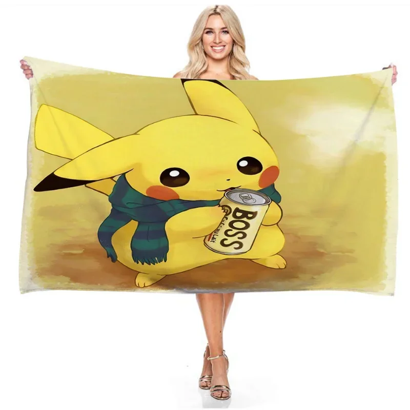 New Cartoon Anime Pattern Indoor Bath Towel Outdoor Beach Towel Microfiber Comfortable Fabric Universal Gift for Girls