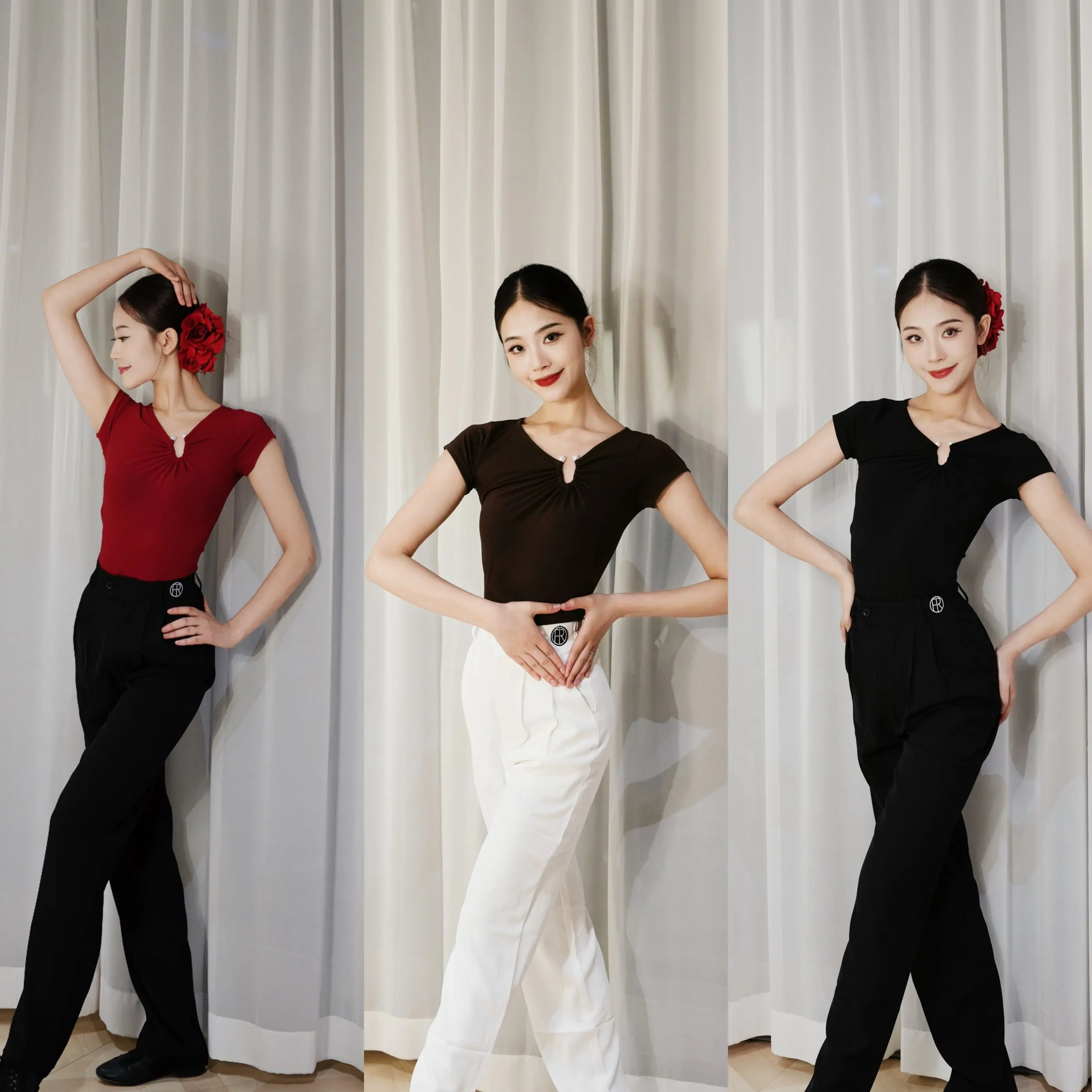 

2025 Ballroom Latin Dance Women Short Sleeve Tops Practice Clothes Samba Chacha Modern Top Adult Latin Dance Costumes DN20482