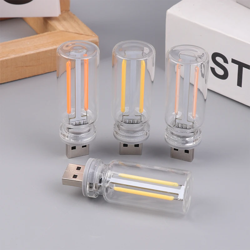 Colorful USB Night Light Touch Control DIY Creative Bedside Car Ambient Light Ceramic Glass Bottle Retro Lighting Bulb Dimmable