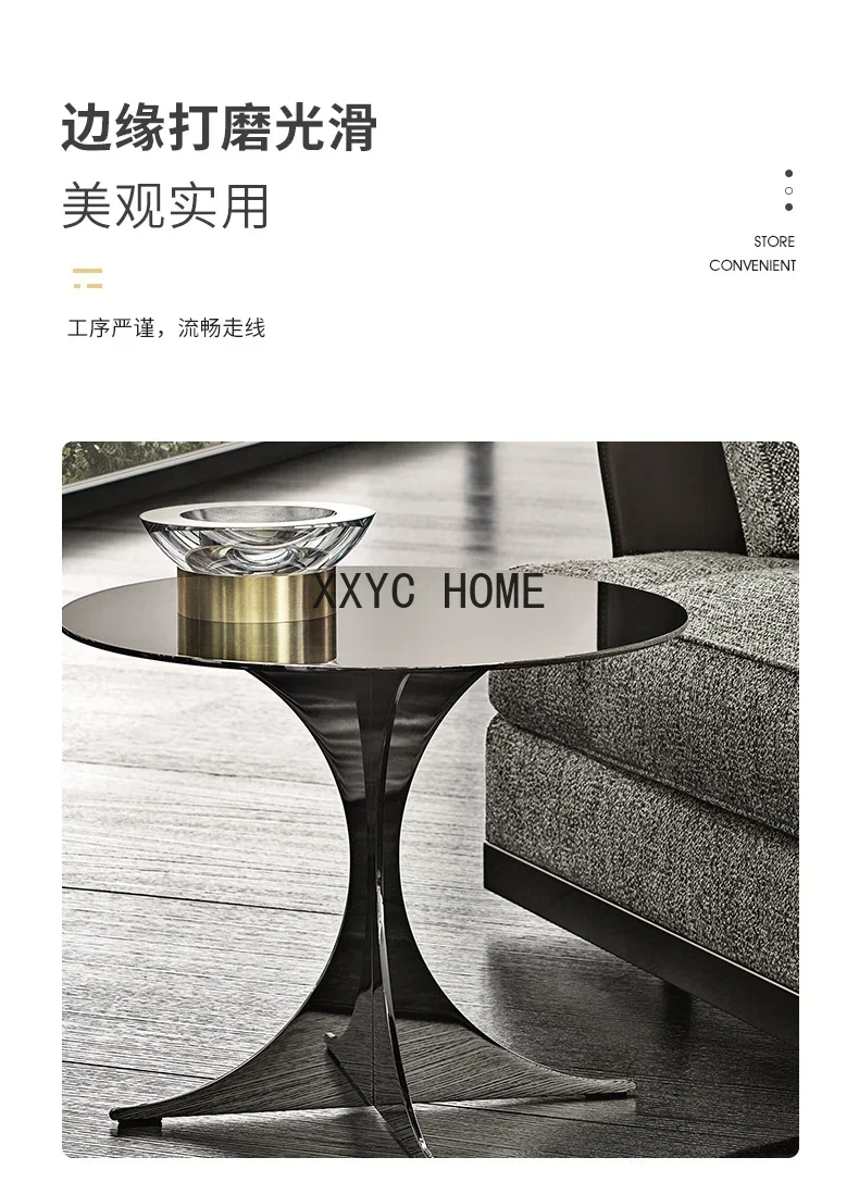 Italiaanse Stijl Lichte Luxe tafel Roestvrij Staal Metalen Sofa Bijzettafel Woonkamer Huis Moderne Eenvoudige Kleine Hoektafel