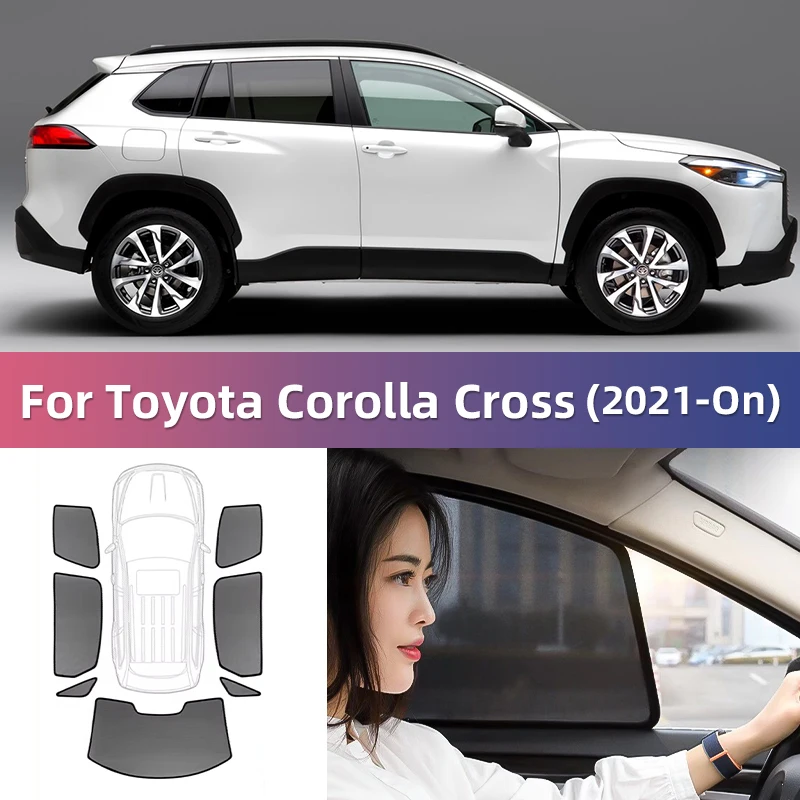 

For Toyota Corolla Cross 2020 2021 2022 2023 2024 Magnetic Car Sunshade Front Windshield Mesh Curtain Rear Side Window Sun Shade