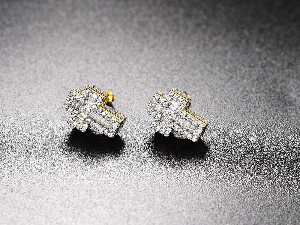 Zirkon-Kreuz-Ohrstecker für Männer und Frauen, Punk-Kristall, Goldfarben, Piercing-Ohrring, Hip-Hop-Rock-Schmuck, Großhandel OHE129 – Detail 7