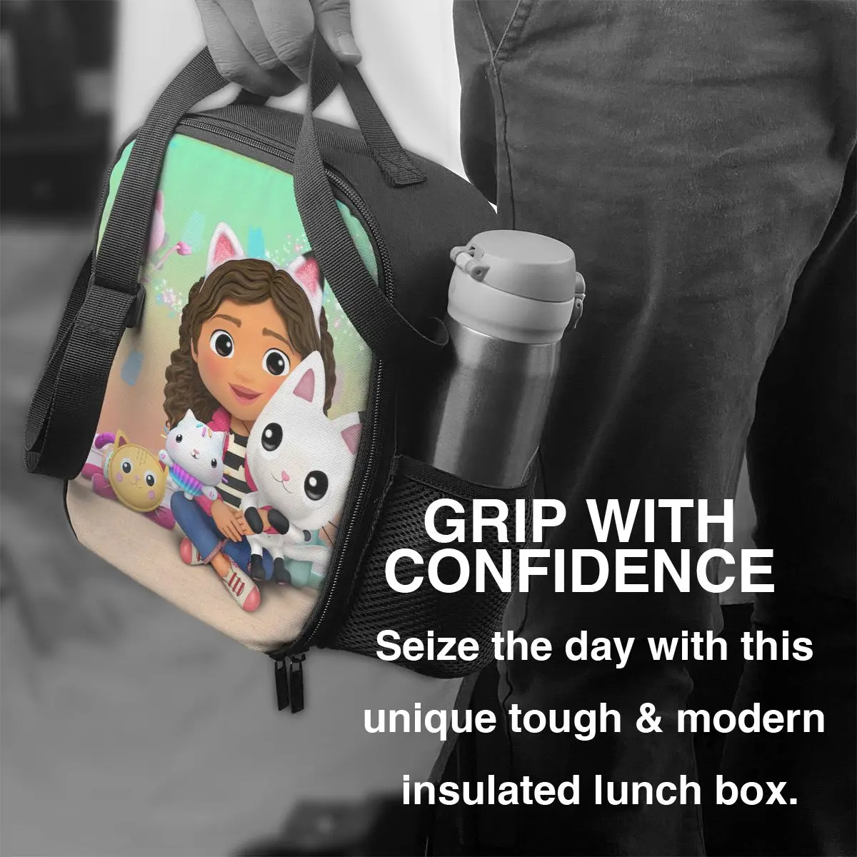 Custom Gabbys Dollhouse Insulated Lunch Bags for School Office Gabby Cat Pandy Paws Portable Cooler Thermal Bento Box Women Kids