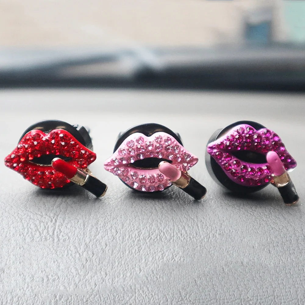 Car Air Outlet Aromatherapy Clip Diamond Red Lips Clips Perfume Clips Scent Aroma Air Freshener Clip Auto Interior Accessories