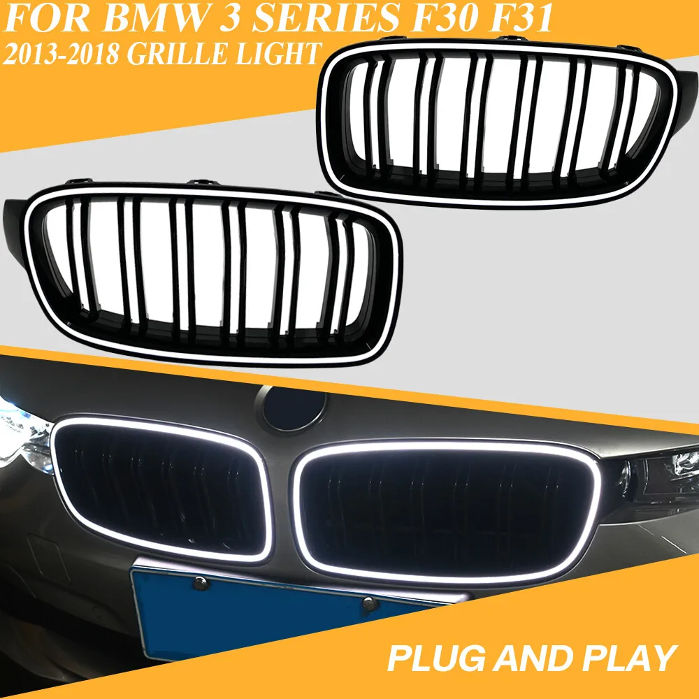 Для BMW 3 серии F30 F31 2013-2018 глянцевая черная решетка светодиодная решетка в сборе передний бампер DRL M детали в спортивном стиле