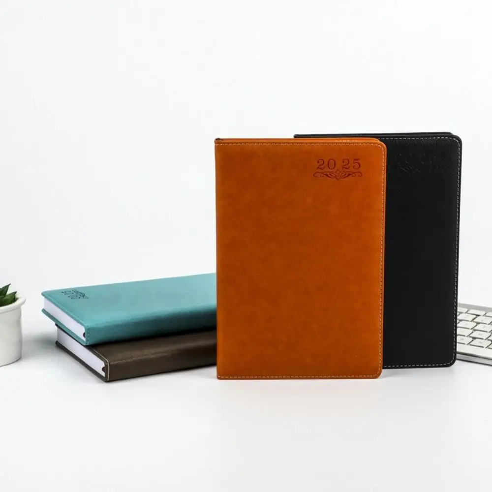 

A5 2025 Agenda Planner Notebook Soft PU Cover Paper 2025 Schedule Planner Book Thicken Durable 365 Days Notepad Study