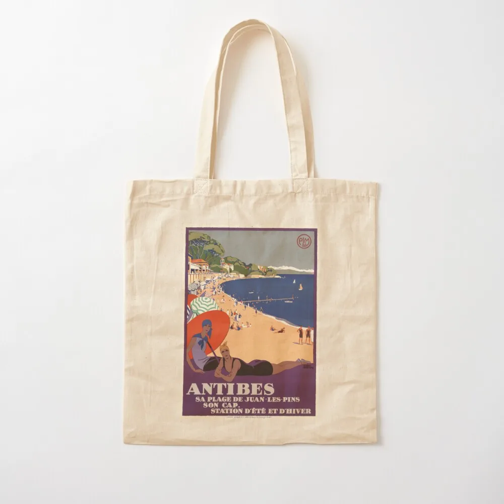 

Antibes, France - Vintage Travel Poster Tote Bag shopper bags personalized tote Woman shopper bag Canvas Tote Bag