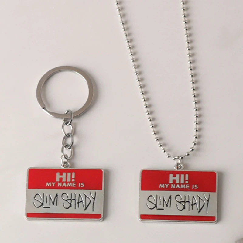 Hip Hop Rap Hang Tag Necklace Keychain Ruffian Amu Identity Necklace Metal Hang Tag English Letter Jewelry 2024