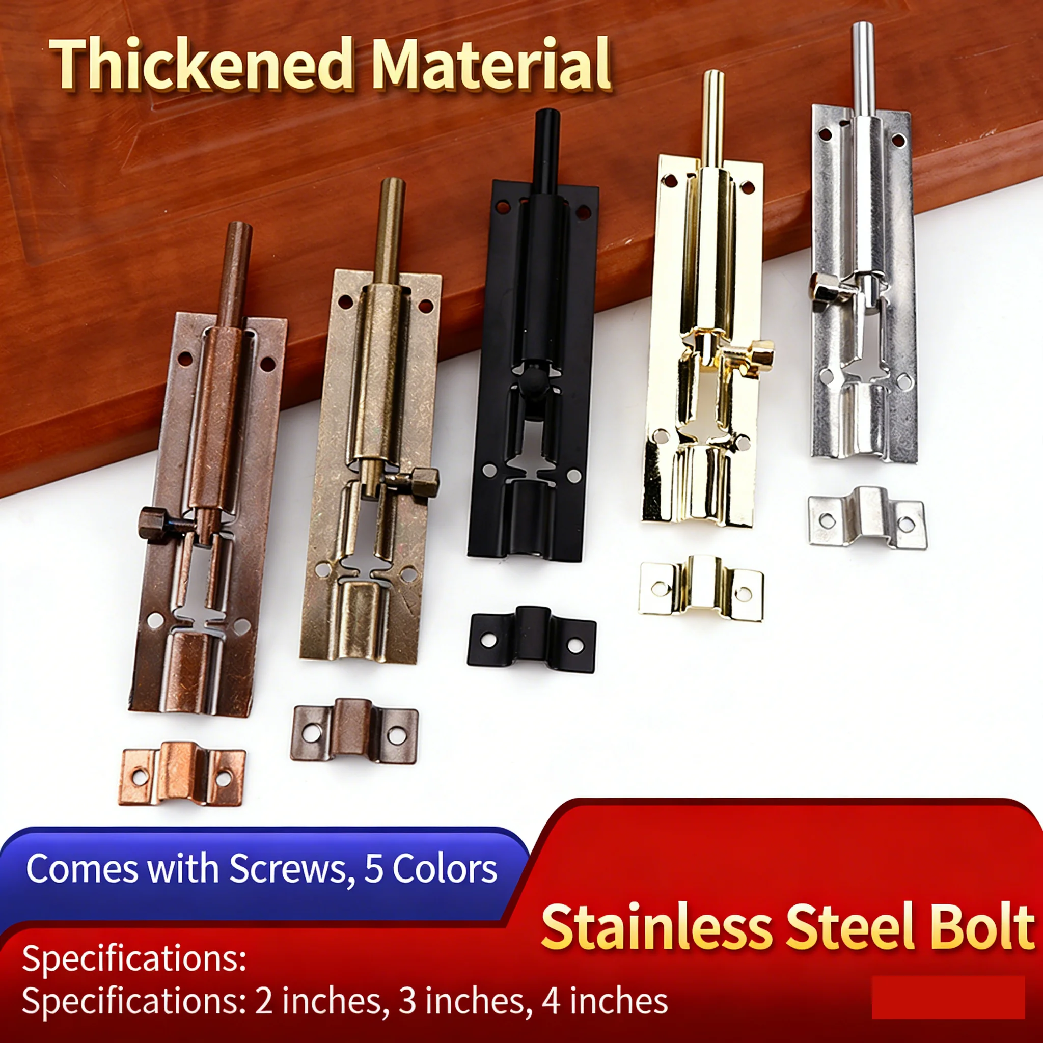 1pc Stainless Steel Door Latch Sliding Lock Barrel Bolt Gate Safety Security Hardware Multiple Sizes