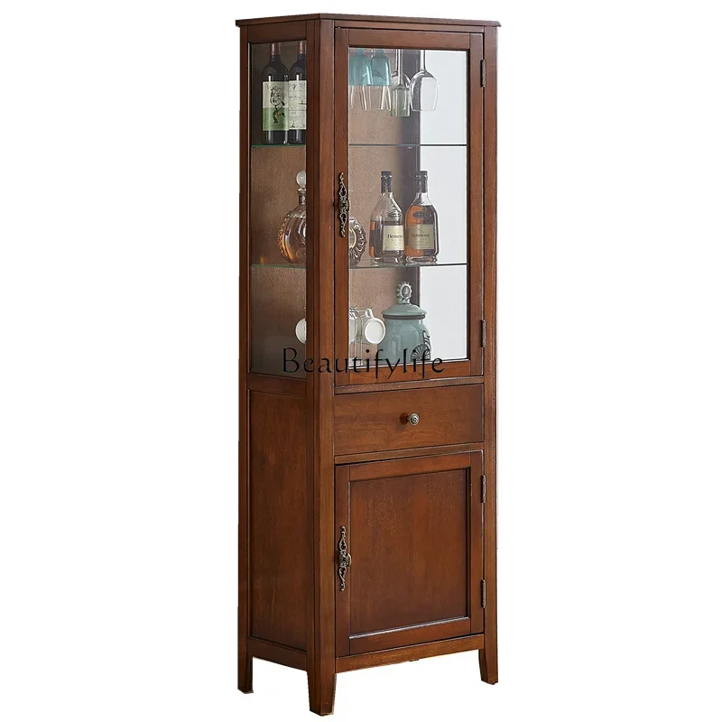 

FG26American solid wood wine cabinet glass clubhouse corner storage wall TV side cabinet