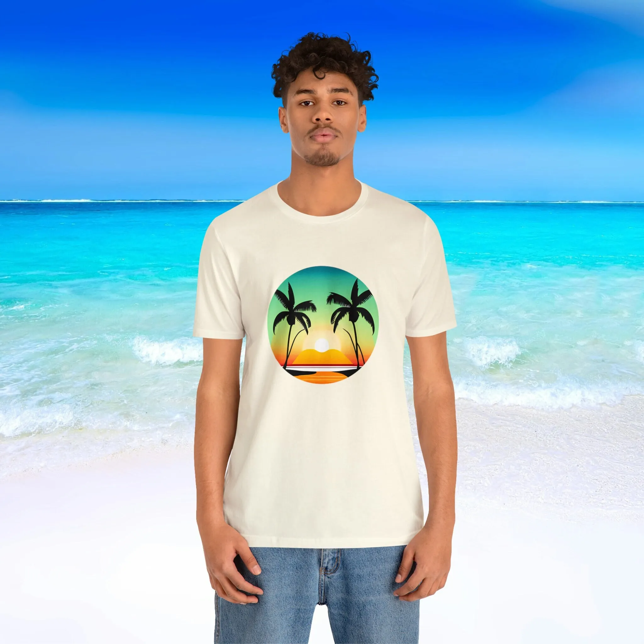 Two Palms On A Beach Surfing T Shirt