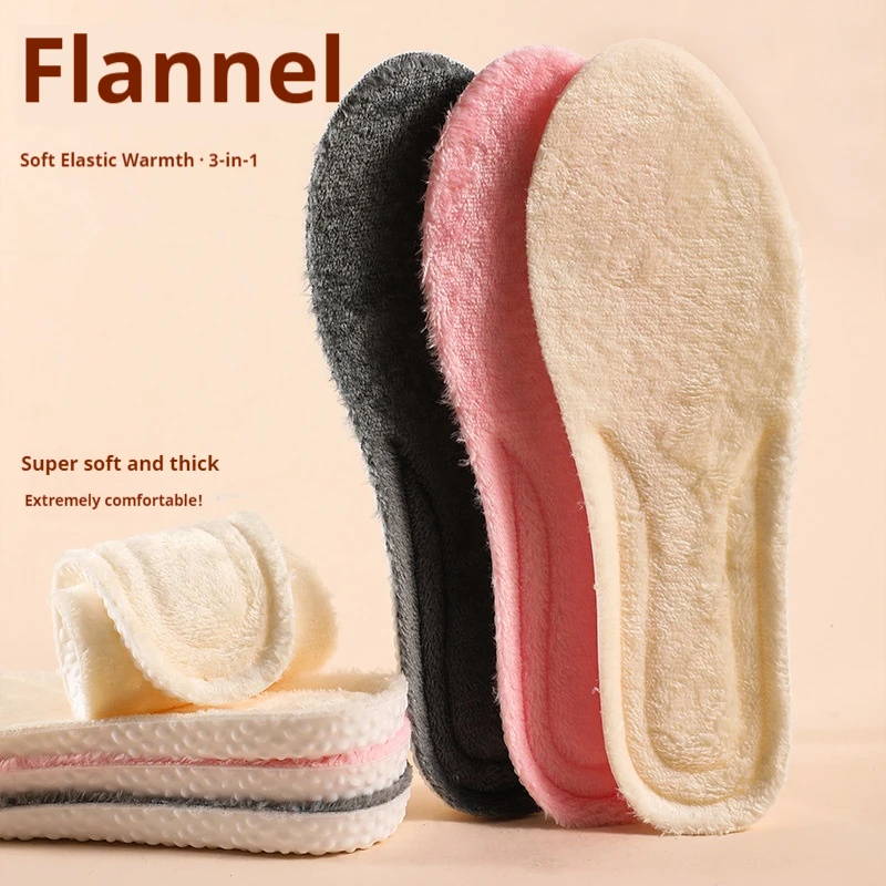 New Winter Warm Plush Insoles Sneakers Thick Warm Insole Shock-Absorbing Soles Soft and Comfortable Shoe Pads 1Pair