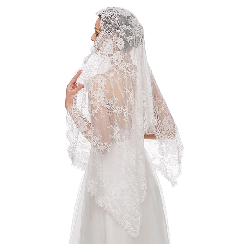 Church Veil Mantilla Latin Mass Veils Floral Lace Design Head Covering for catholic Chapels Confirmation and Baptism