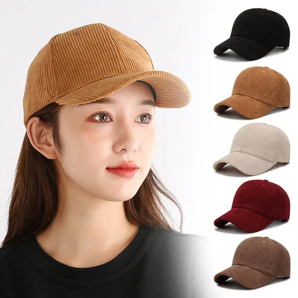 Spring Autumn Corduroy Baseball Cap Unisex Vintage Baseball Hat for Women Men Cap Outdoor Adjustable Hip Hop Sports Basebal U9K2