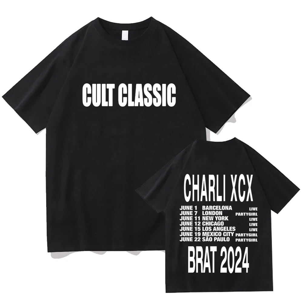 Cult Classic Charli XCX Brat Tour 2026 T-shirt Fashion Men's Aesthetic Retro T-shirt Neutral High Quality Retro T-shirt