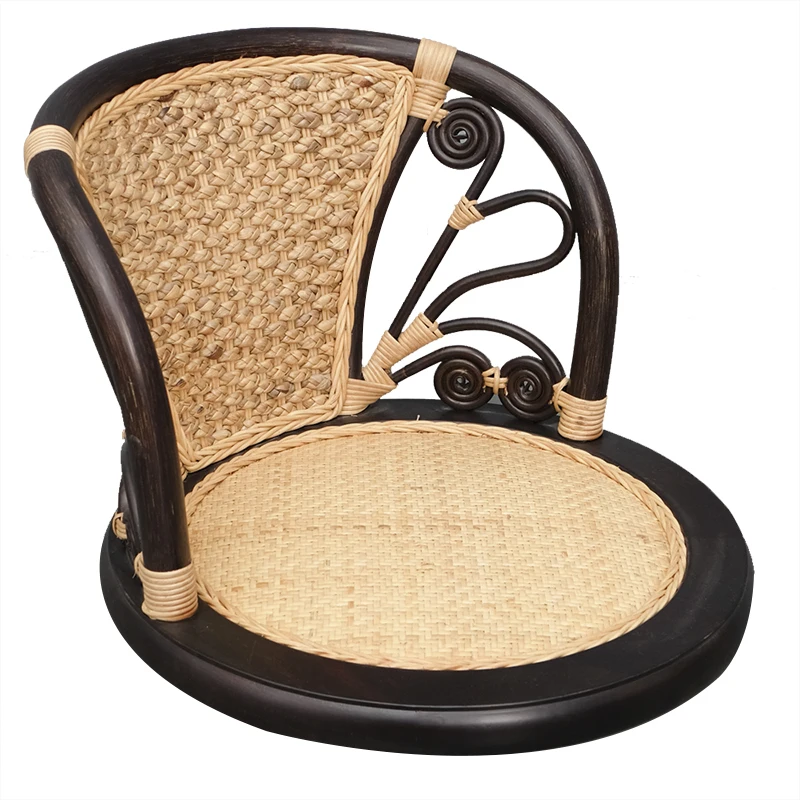 

Japanese Rattan Tatami Lazy Chair Bedroom Solid Wood Bay Window Floor Seat Legless with Backrest Living Room Chair Furniture