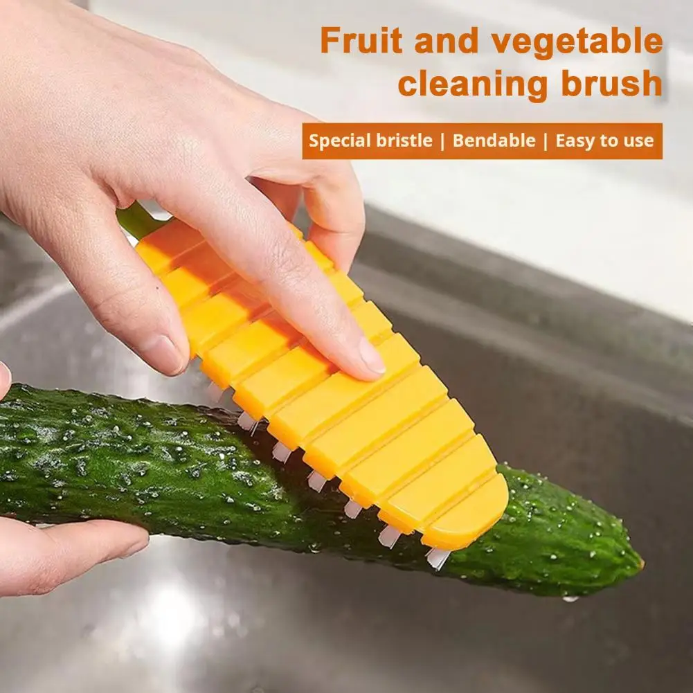 Non-scratch Scrubbing Brush Soft Bristle Brush Flexible Bristled Vegetable Fruit Brush for Stain Removal for Carrots