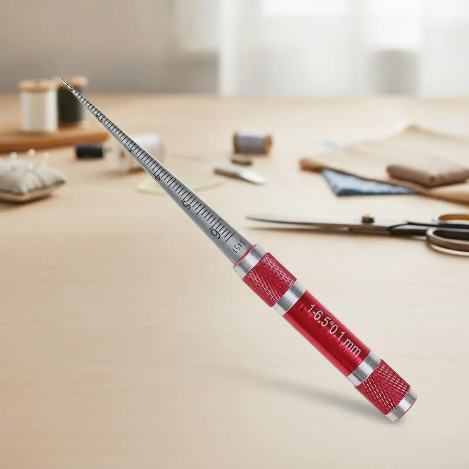 Stainless Steel Hole Gauge for Diameter Check Tapered Cylindrical Probe Marked in 0.1mm Red Grip for Workshop Use