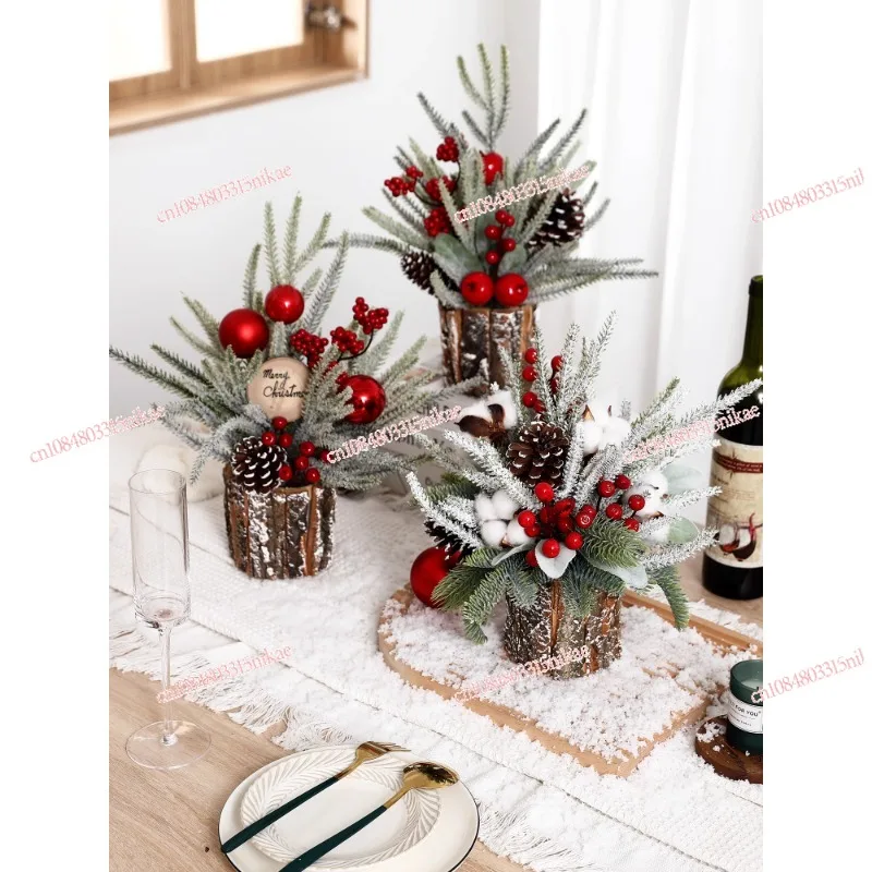 Christmas Decorations Nordic Style Log Desktop Small Christmas Tree Package Props Gift Scene Arrangement Ornament