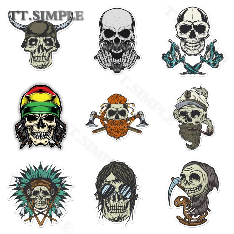TT Skull Tattoo Machine Vinyl Decal Sticker Waterproof Personalized Decal for Car Window Laptop Motorcycle