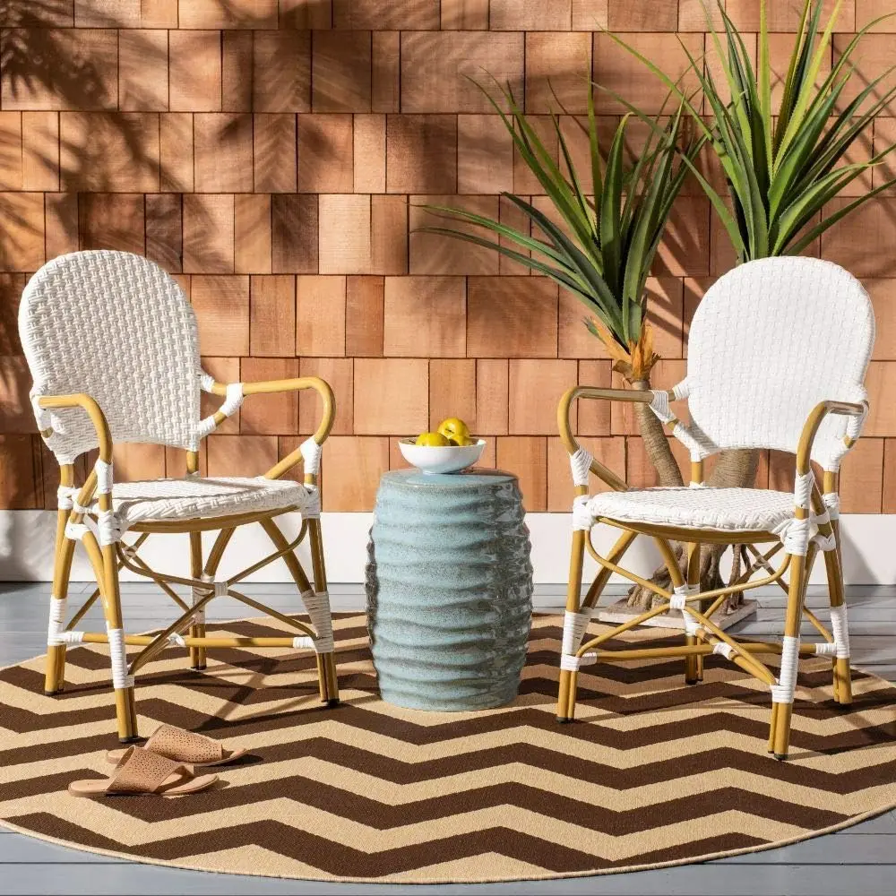 

Home Hooper White Indoor/Outdoor Rattan Stacking Arm Chair for garden, Set of 2 a beautiful Touch of style to any living area