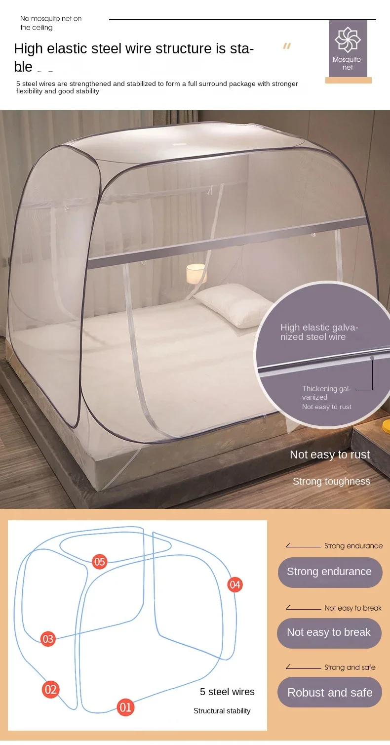 New Type of Mosquito Net, No Installation Required, No Bracket Required, with Single or Double Doors, Room Decoration,affordable