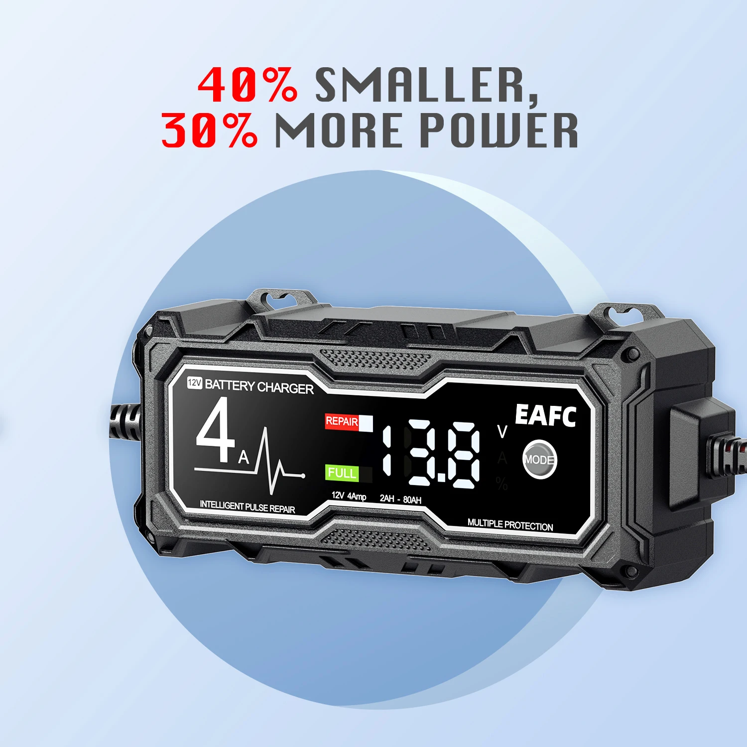 EAFC 12V 4A Car MotorcycleBattery Charger LCD Display Intelligent Chargers Multiple protection Pulse Repair AGM BatteryCharger