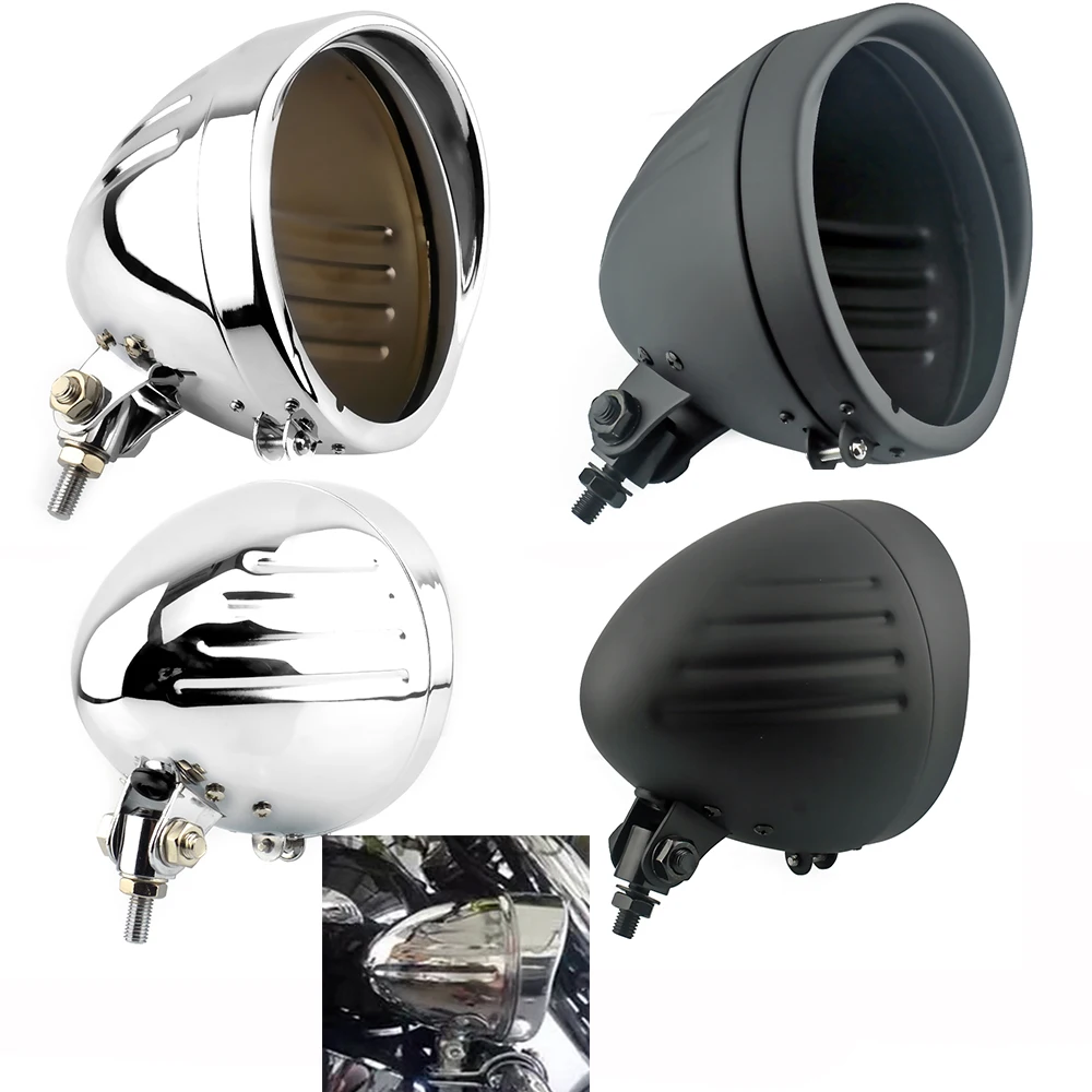 

Motorcycle 5 3/4" 5.75" Round Visor Headlight Bucket Housing Visor Steel Shell fit for 5.75" Lens LED for Harley Honde Suzuki