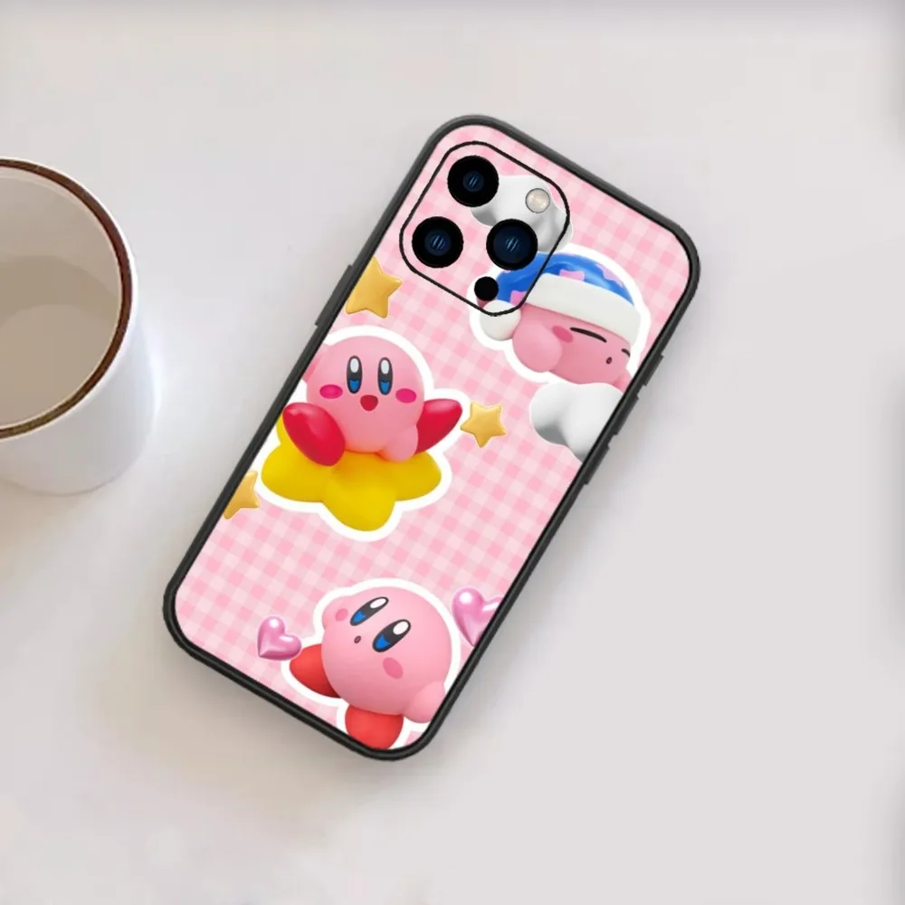 P-Pink K-Kirby game Phone Case For iPhone 13 14 15 11 12 X XS Mini Pro Max Black Cover