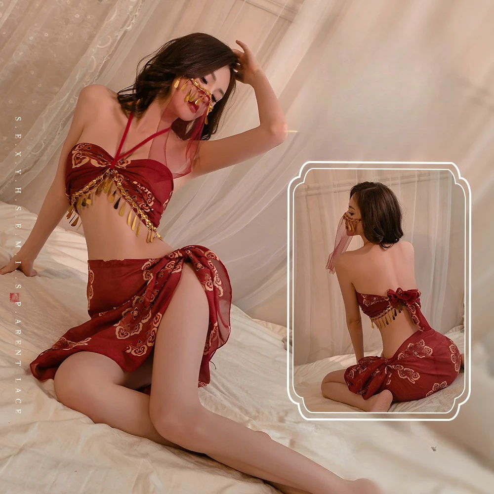 

Нижнее белье Dunhuang Feitian — бюстье Hanfu из золотой фольги со съемной юбкой (экзотическая ролевая игра)