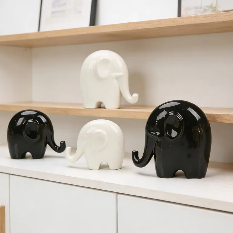 

HT ceramic creative home decor couple elephant figurine- iving room tv cabinet decoration accessory - desktop cross-border craft